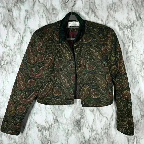 Gregge Petite Jackets & Blazers - Gregge Petite Women's Blazer Jacket Paisley Vintage